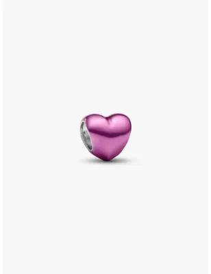 Mini Charm Cuore Effetto Metallico Rosa Pandora