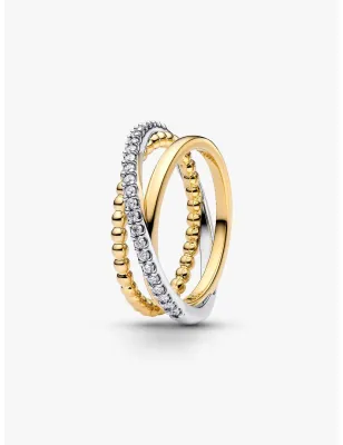 Anello Tripla Fascia Intrecciata Sfere e Pavé mis.52 Donna Pandora