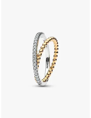 Anello Fascia Intrecciata Sfere e Pavé mis.54 Donna Pandora