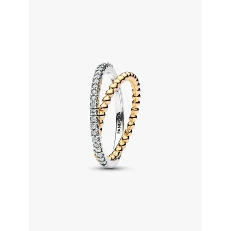 Anello Fascia Intrecciata Sfere e Pavé mis.54 Donna Pandora