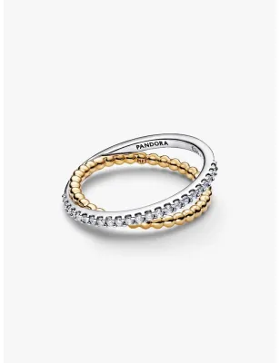 Anello Fascia Intrecciata Sfere e Pavé mis.56 Donna Pandora