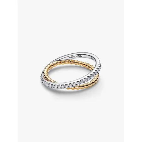 Anello Fascia Intrecciata Sfere e Pavé mis.52 Donna Pandora