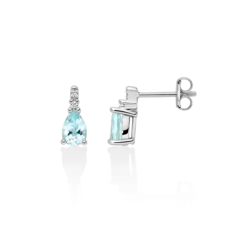 Orecchini Acquamarina Goccia e Diamanti ERD2846 Donna Miluna