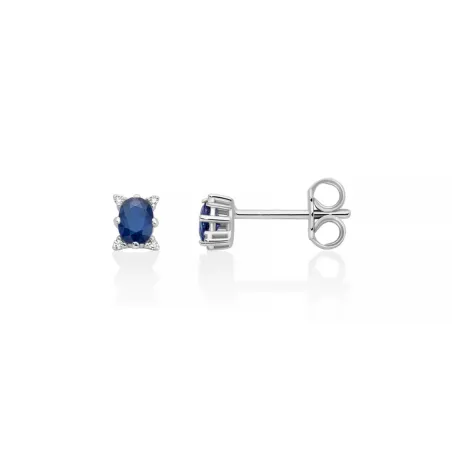 Orecchini Zaffiro Ovale e Diamanti ERD3356 Donna Miluna