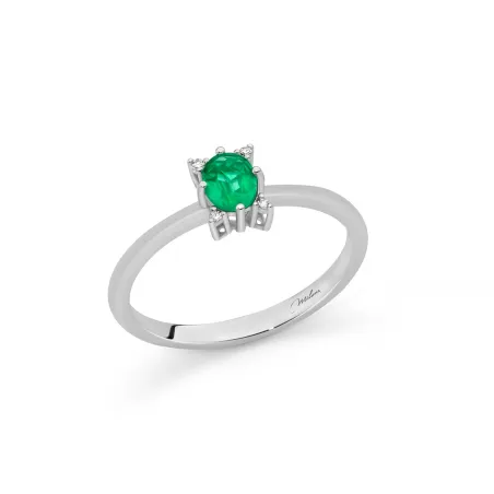 Anello Smeraldo Ovale e Diamanti LID4215 Donna Miluna