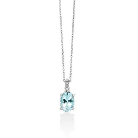 Collana Acquamarina Ovale e Diamanti CLD4732 Donna Miluna