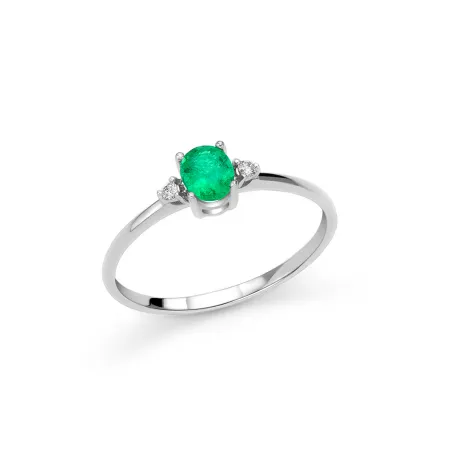 Anello Smeraldo Ovale e Diamanti LID3647 Uomo Miluna