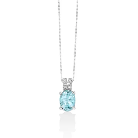 Collana Acquamarina Ovale Doppio Diamante CLD4869 Donna Miluna