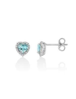 Orecchini Acquamarina Cuore e Diamanti ERD2840 Donna Miluna