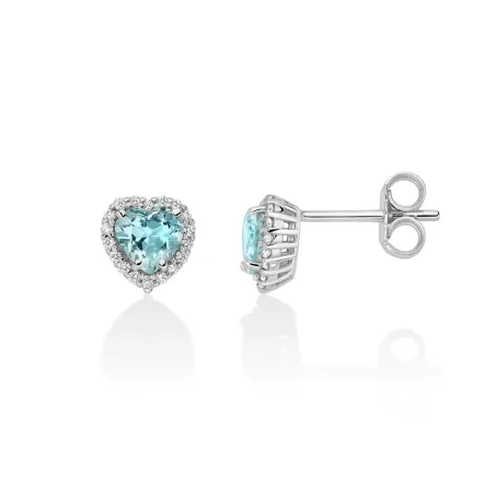 Orecchini Acquamarina Cuore e Diamanti ERD2840 Donna Miluna