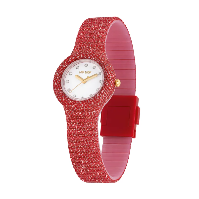 Orologio Shimmer Crush Lurex Rosso HWU1338 Donna Hip Hop Orologio Shimmer Crush Lurex Rosso HWU1338 Donna Hip Hop