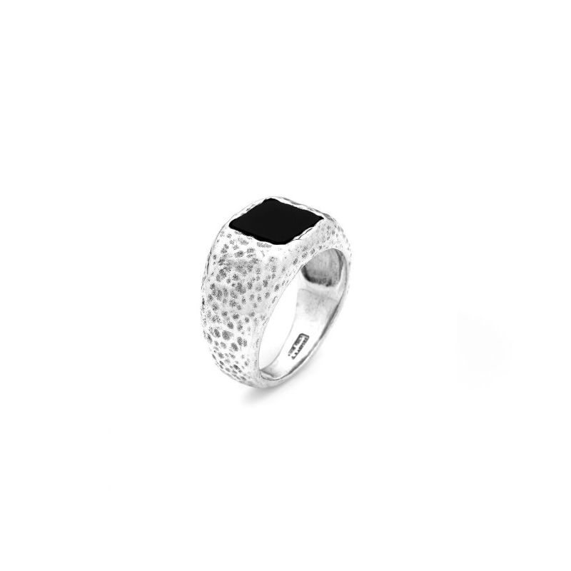 Anello Martellato Quadrato Onice mis.22 Uomo Giovanni Raspini Anello Martellato Quadrato Onice mis.22 Uomo Giovanni Raspini