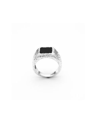 Anello Martellato Quadrato Onice mis.22 Uomo Giovanni Raspini