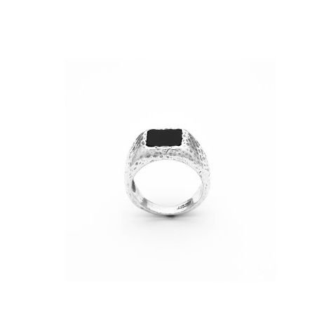 Anello Martellato Quadrato Onice mis.22 Uomo Giovanni Raspini