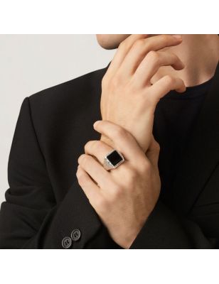 Anello Martellato Quadrato Onice Grande mis.24 Uomo Giovanni Raspini