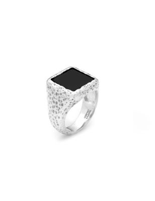 Anello Martellato Quadrato Onice Grande mis.24 Uomo Giovanni Raspini
