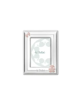 Cornice Foto 15x15cm Sagoma Bimba e Fiocco Le Bebe'
