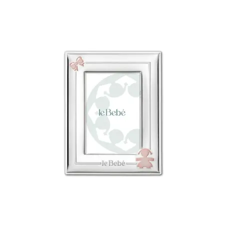 Cornice Foto 15x15cm Sagoma Bimba e Fiocco Le Bebe'