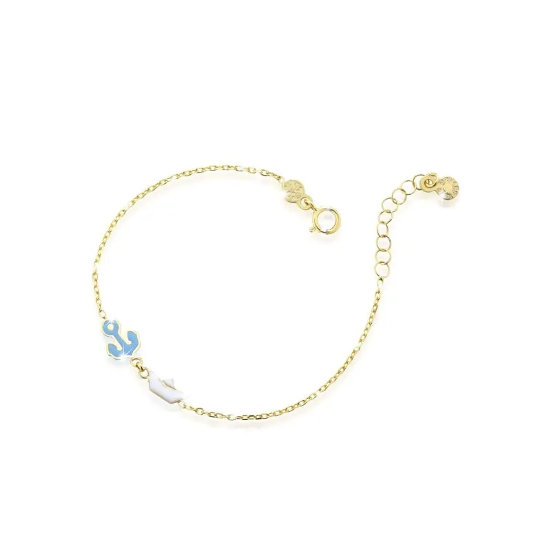 Bracciale Toys in Oro Giallo con Ancora e Barchetta Le Bebe' Bracciale Toys in Oro Giallo con Ancora e Barchetta Le Bebe'