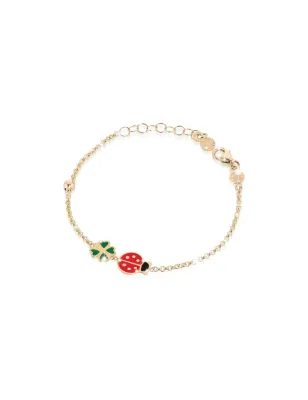 Bracciale in Oro Giallo con Quadrifoglio e Coccinella Le Bebe'