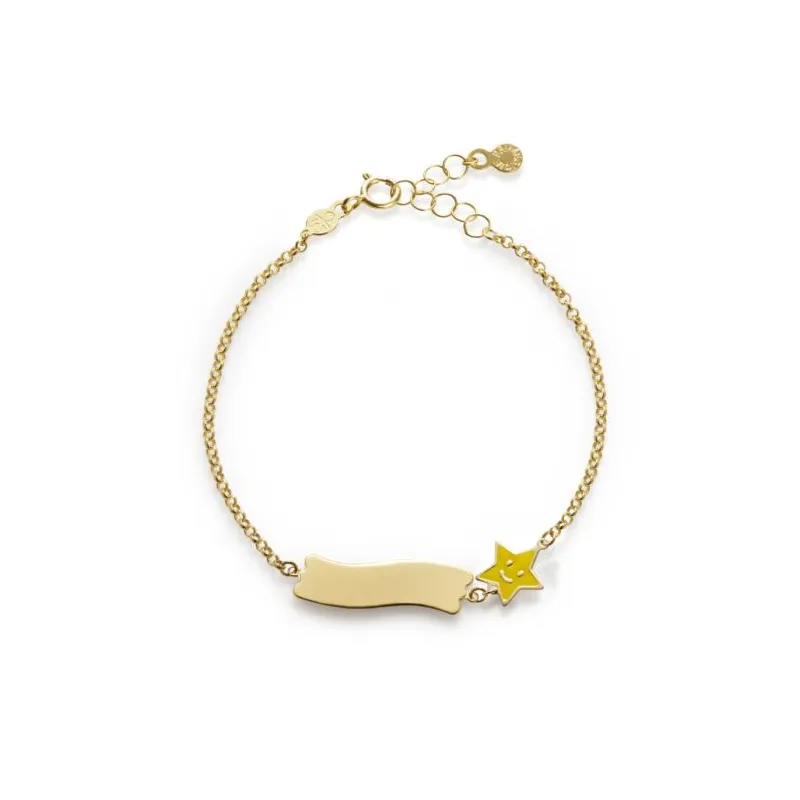 Bracciale Fortuna in Oro Giallo con Stella e Targhetta Le Bebe' Bracciale Fortuna in Oro Giallo con Stella e Targhetta Le Bebe'