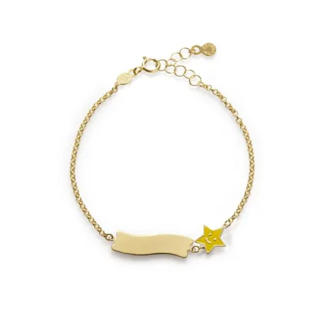 Bracciale Fortuna in Oro Giallo con Stella e Targhetta Le Bebe'
