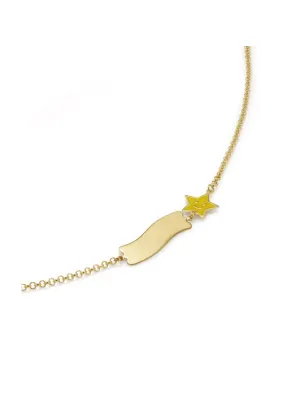 Bracciale Fortuna in Oro Giallo con Stella e Targhetta Le Bebe'