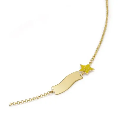 Bracciale Fortuna in Oro Giallo con Stella e Targhetta Le Bebe'
