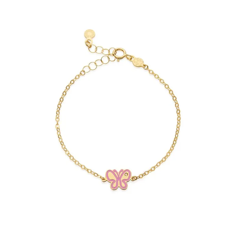 Bracciale Lucciole in Oro Giallo con Farfalla e Diamante Le Bebe'