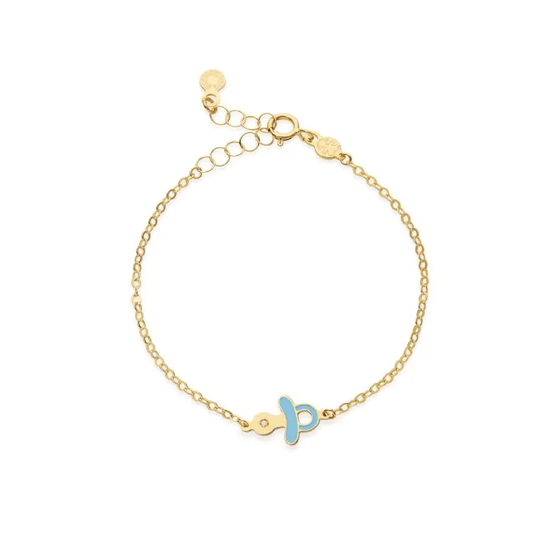 Bracciale Lucciole in Oro Giallo con Ciuccio e Diamante Le Bebe' Bracciale Lucciole in Oro Giallo con Ciuccio e Diamante Le Bebe'