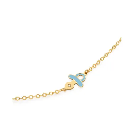 Bracciale Lucciole in Oro Giallo con Ciuccio e Diamante Le Bebe'