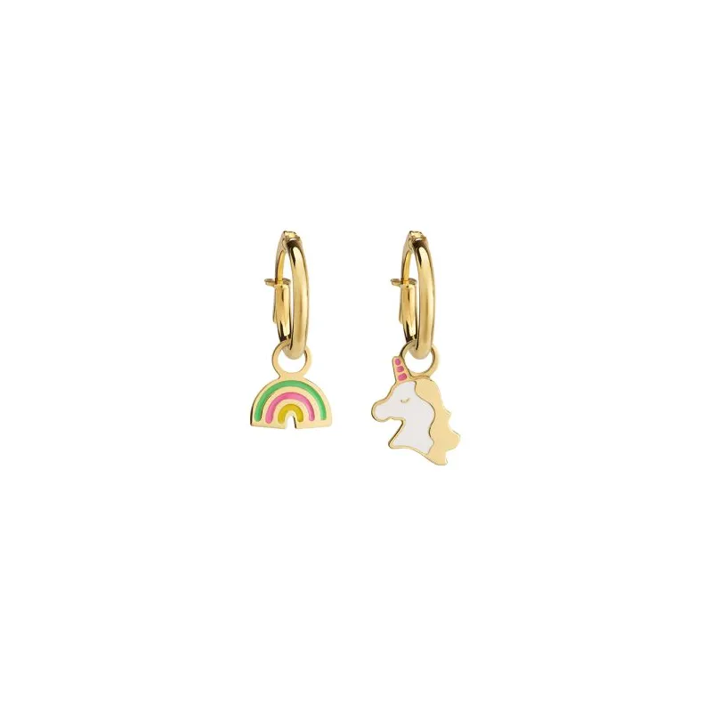 Orecchini Toys in Oro Giallo con Arcobaleno e Unicorno Le Bebe' Orecchini Toys in Oro Giallo con Arcobaleno e Unicorno Le Bebe'
