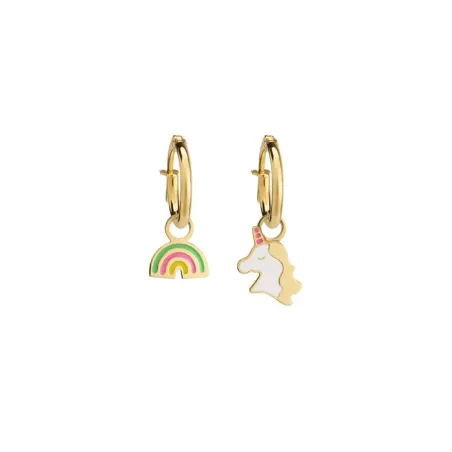 Orecchini Toys in Oro Giallo con Arcobaleno e Unicorno Le Bebe'