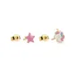 Orecchini Toys in Oro Giallo con Unicorno e Stella Le Bebe' Orecchini Toys in Oro Giallo con Unicorno e Stella Le Bebe'