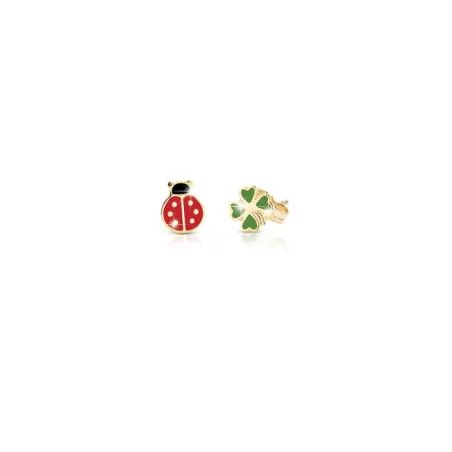 Orecchini Fortuna in Oro Giallo Coccinella e Quadrifoglio Le Bebe'