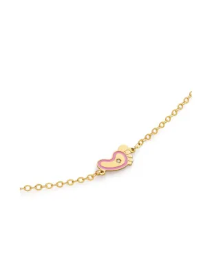 Bracciale in Oro Giallo con Piedino Rosa e Diamante Le Bebe'