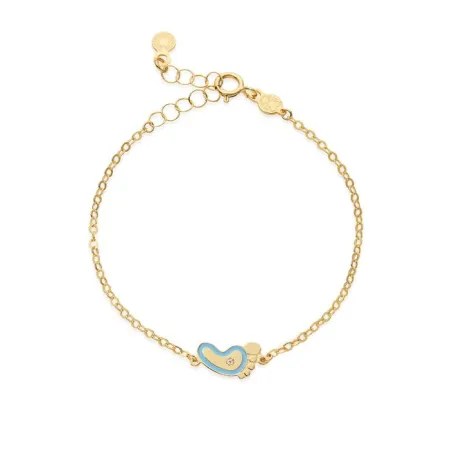 Bracciale in oro Giallo con Piedino Azzurro e Diamante Le Bebe'