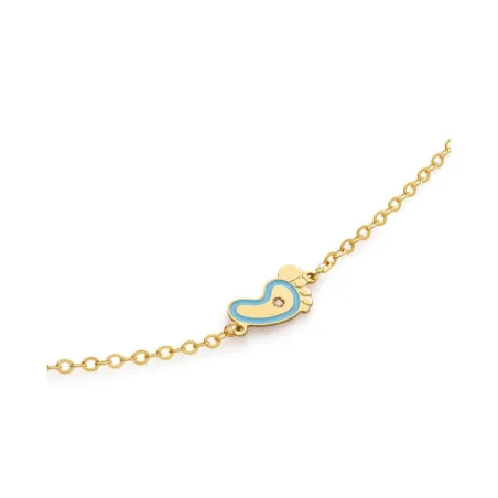 Bracciale in oro Giallo con Piedino Azzurro e Diamante Le Bebe'