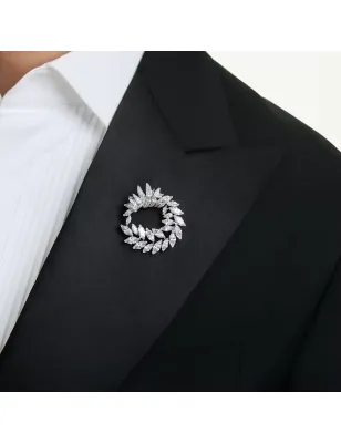 Spilla Mesmera Taglio Marquise, Bianca, Placcato Rodio Swarovski