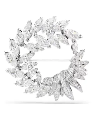 Spilla Mesmera Taglio Marquise, Bianca, Placcato Rodio Swarovski
