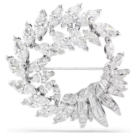 Spilla Mesmera Taglio Marquise, Bianca, Placcato Rodio Swarovski