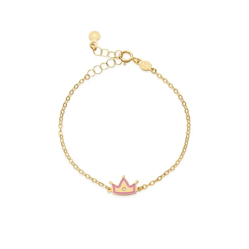 Bracciale In Oro Giallo, Coroncina e Diamante Le Bebe'