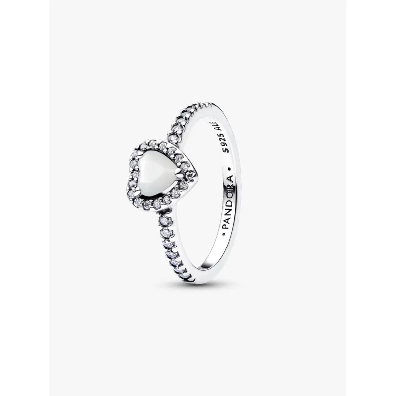 Anello Cuore in Rilievo Bianco mis.54 Donna Pandora