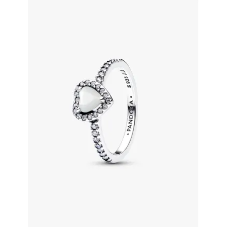 Anello Cuore in Rilievo Bianco mis.54 Donna Pandora