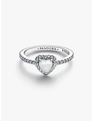 Anello Cuore in Rilievo Bianco mis.54 Donna Pandora