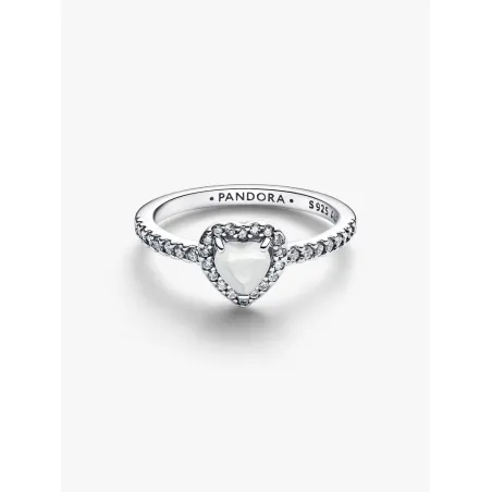 Anello Cuore in Rilievo Bianco mis.54 Donna Pandora