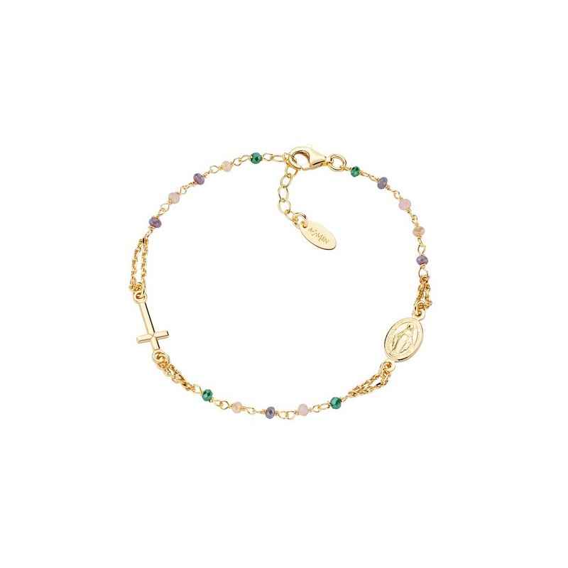 BRACCIALE ROSARIO CRISTALLI MULTICOLOR DONNA AMEN 