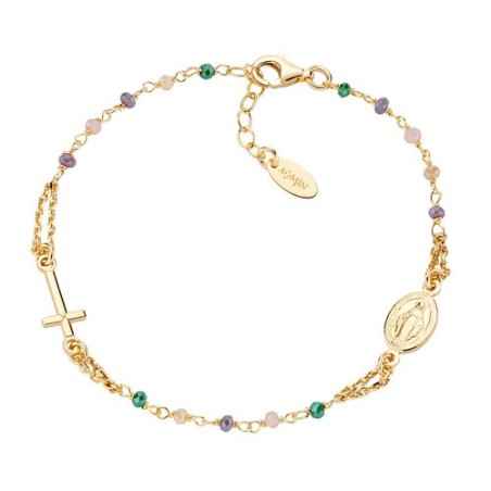BRACCIALE ROSARIO CRISTALLI MULTICOLOR DONNA AMEN BRO10GTOVE3 Amen