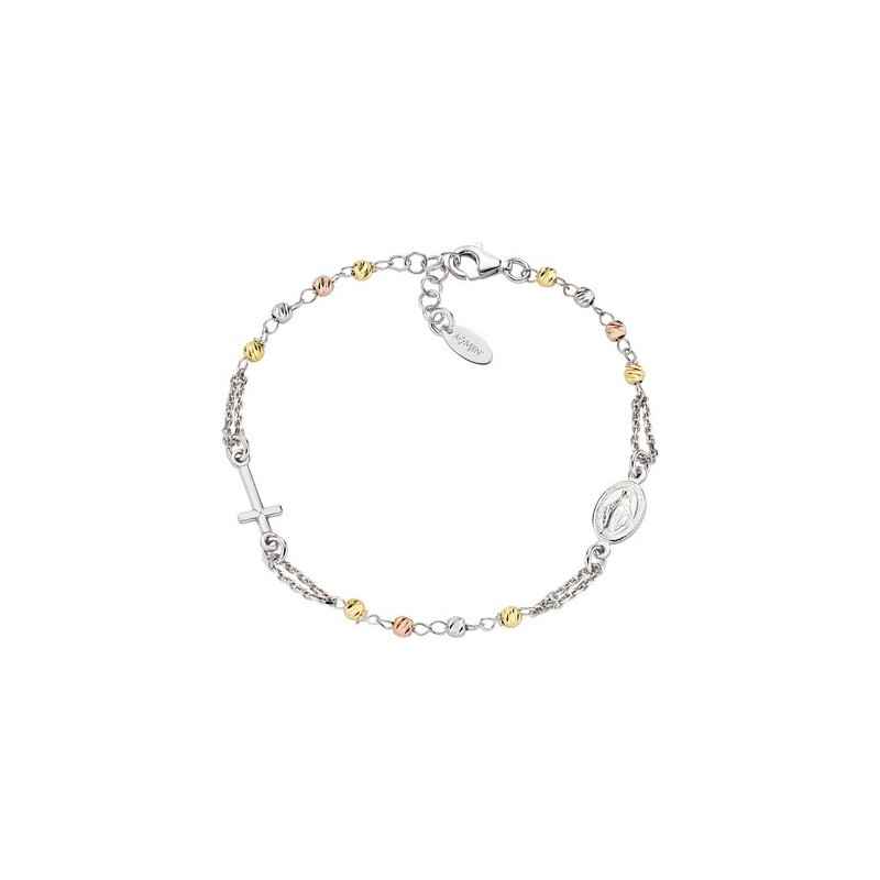 BRACCIALE ROSARIO GRANI MULTIFINITURA DONNA AMEN 
