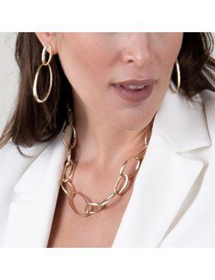 Collana Catene anelli ovali varie dimensioni Donna Aquaforte